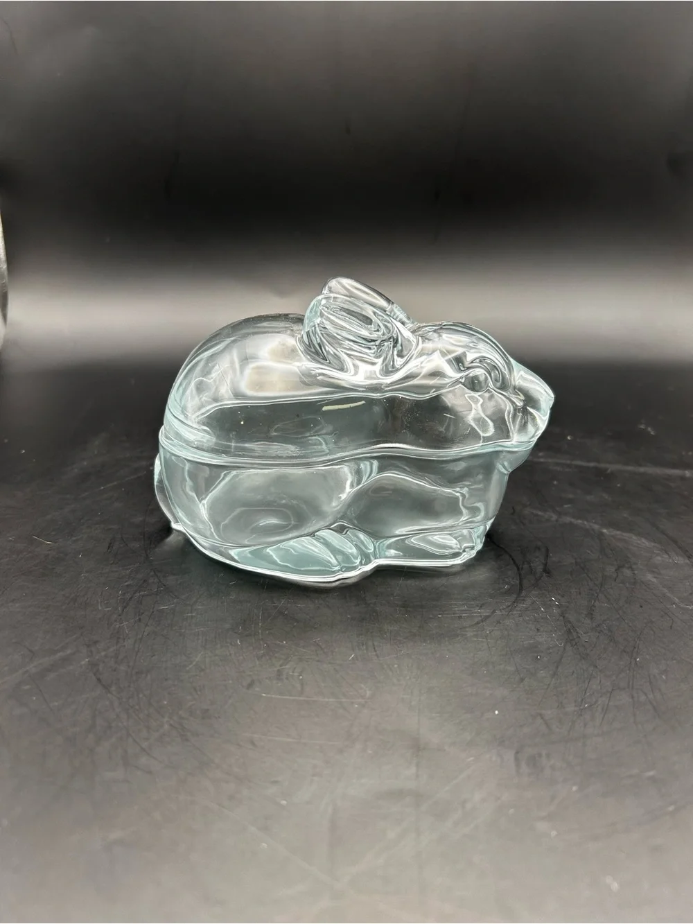 Crate & Barrel Blue Glass Bunny Trinket Box - Home Accents